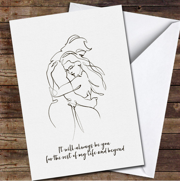 Minimalist Of Man And Woman Holding Each Other Personalised Valentine's Day Card