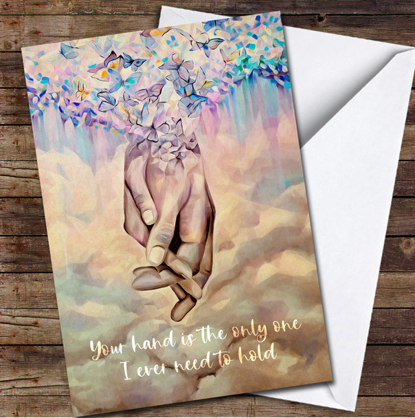 Hands Male And Female Hands With Butterflies Personalised Valentine's Day Card