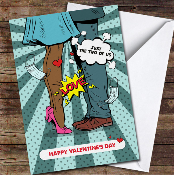 Kissing Couple Dark Skin Legs Pop Art Retro Personalised Valentine's Day Card