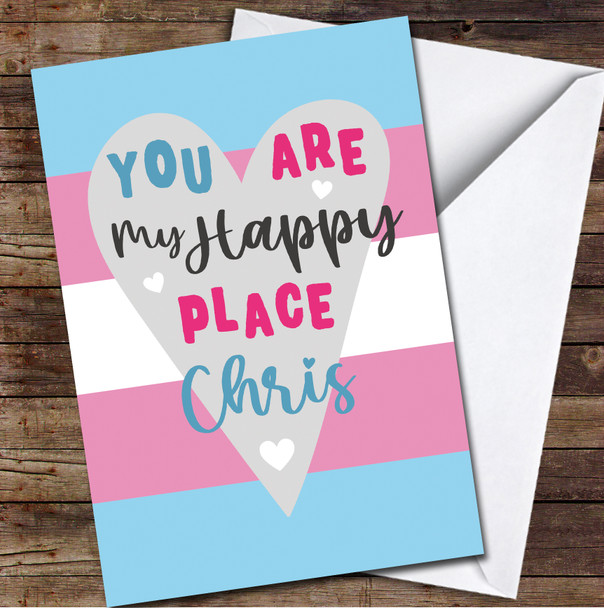 Lgbtq Transgender Trans Flag Typographic Personalised Valentine's Day Card