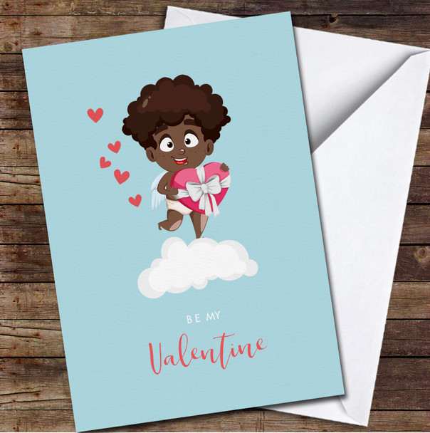 Funny Cupid Cartoon Character Dark Skin Personalised Valentine's Day Card