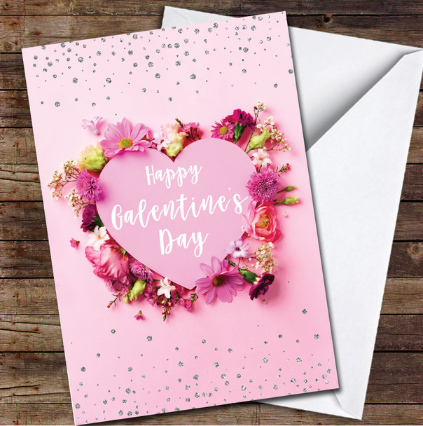 Galantine's Day Friends Pink Flowers Personalised Valentine's Day Card