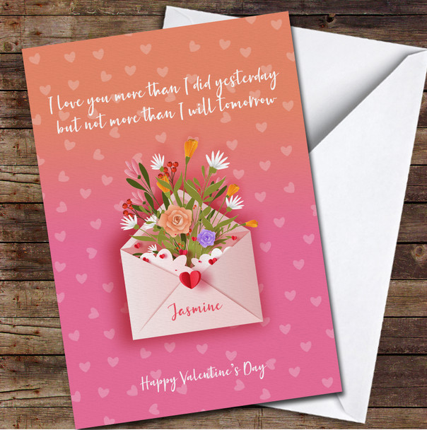 Love Letter With A Bunch Of Flowers Personalised Valentine's Day Card