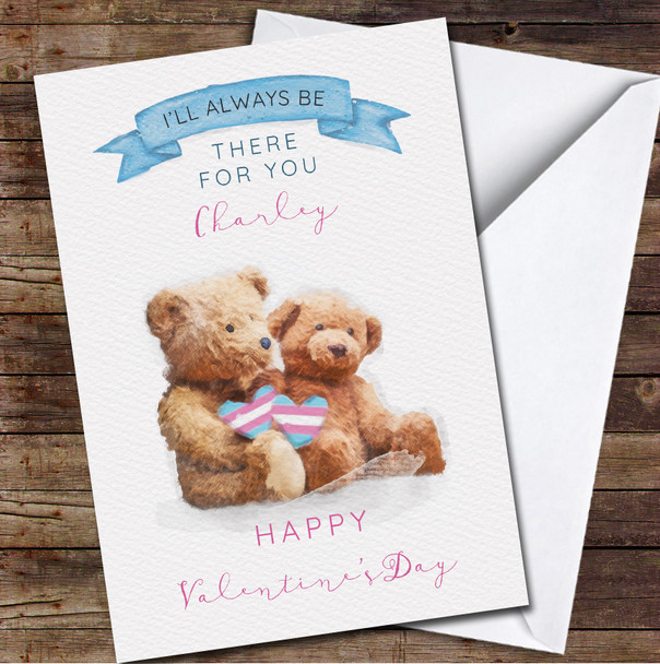 Transgender Trans Teddy Bear Cute Personalised Valentine's Day Card