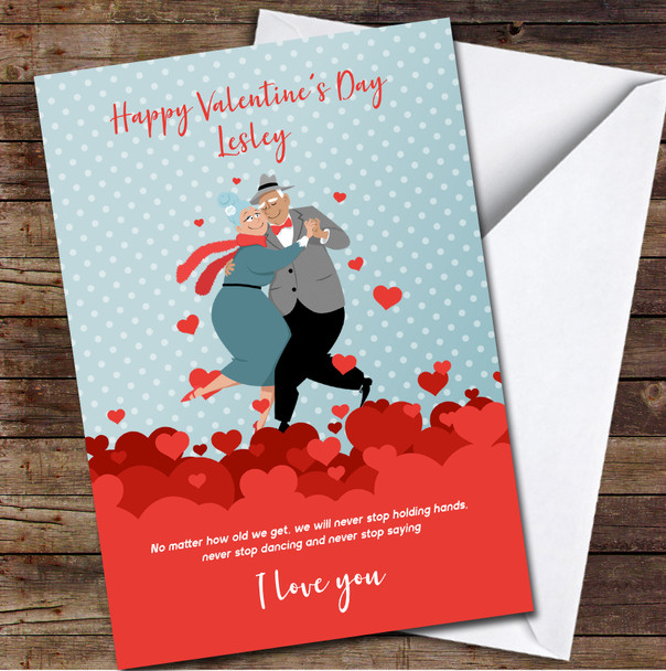 Cute Couple Of Senior Dancing Personalised Valentine's Day Card