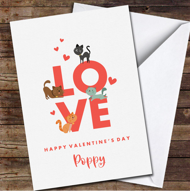 Cute Cats Love Personalised Valentine's Day Card
