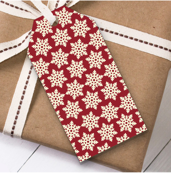 White And Red Snowflake Repeat Christmas Present Favor Gift Tags