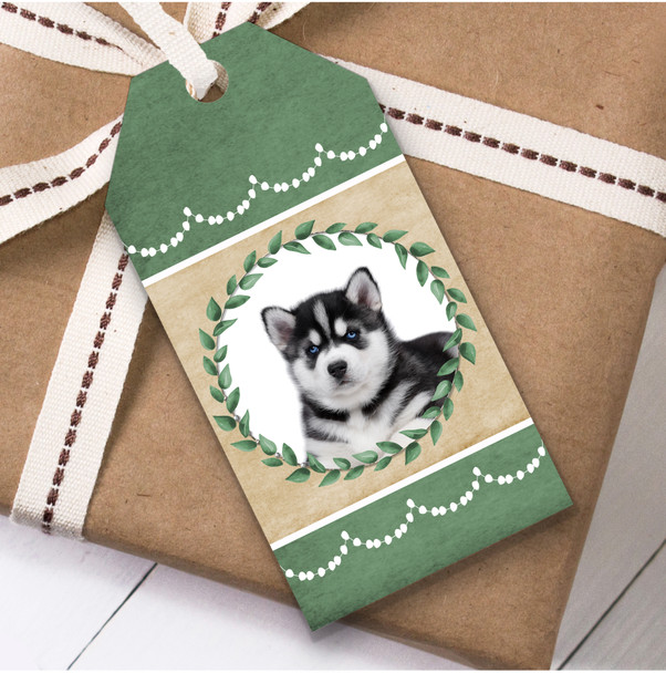 Siberian Husky Dog Green Birthday Present Favor Gift Tags