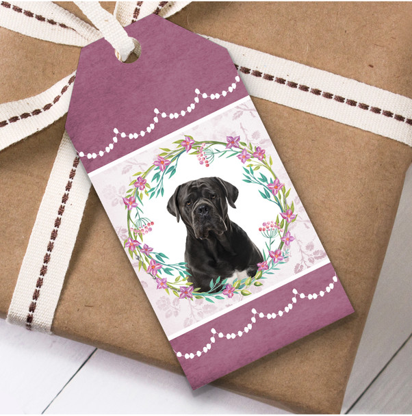 Cane Corso Dog Pink Floral Birthday Present Favor Gift Tags