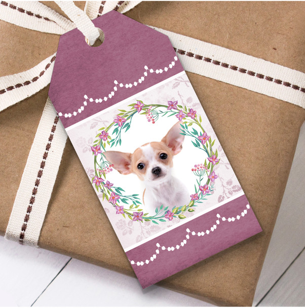 Chihuahua Dog Pink Floral Birthday Present Favor Gift Tags