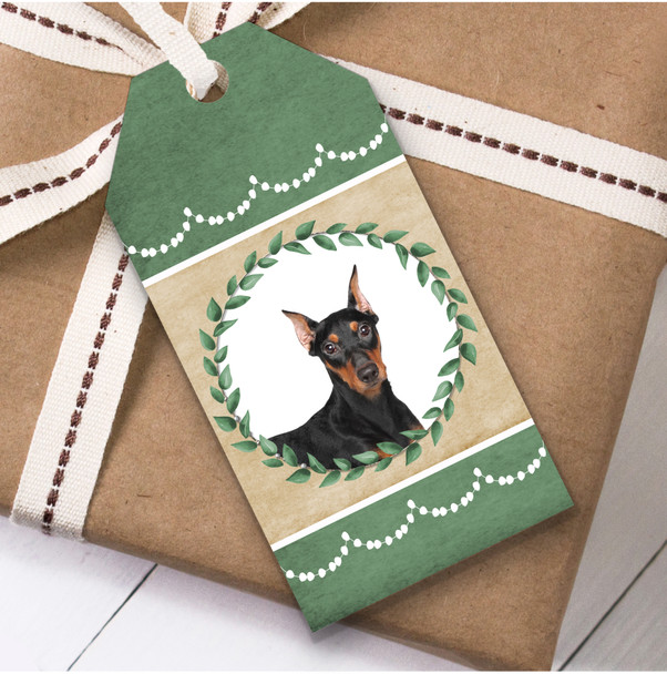 German Pinscher Dog Green Birthday Present Favor Gift Tags