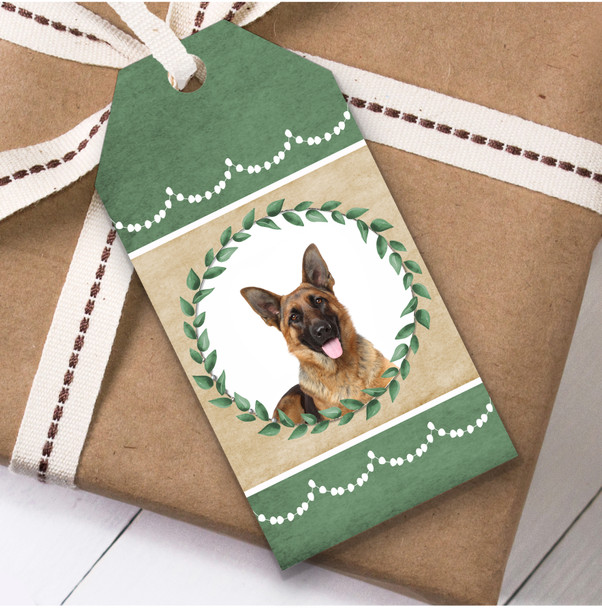 German Shepherd Dog Green Birthday Present Favor Gift Tags