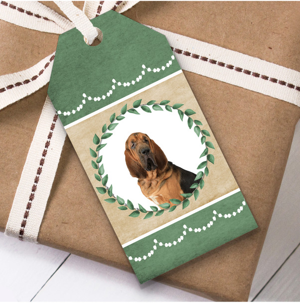 Bloodhound Dog Green Birthday Present Favor Gift Tags