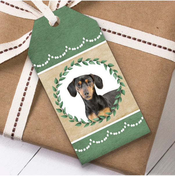 Dachshund Dog Green Birthday Present Favor Gift Tags