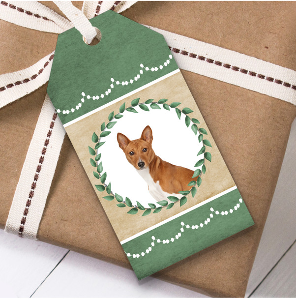 Basenji Dog Green Birthday Present Favor Gift Tags