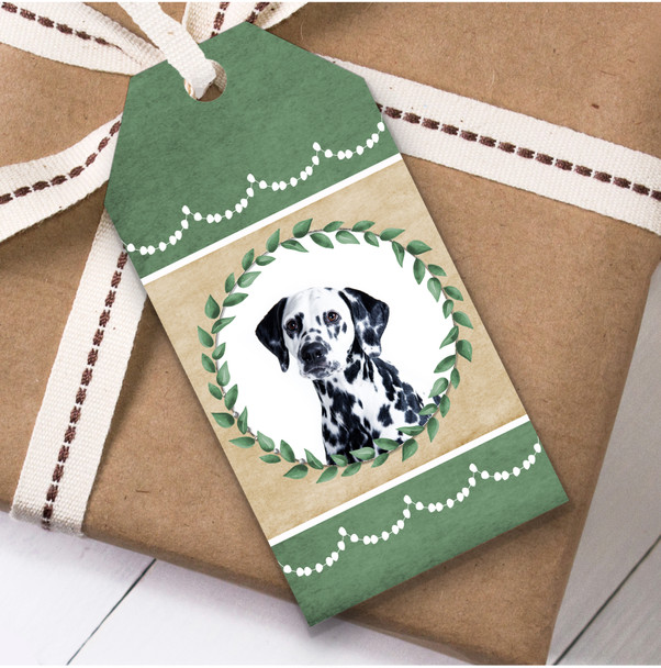 Dalmatian Dog Green Birthday Present Favor Gift Tags