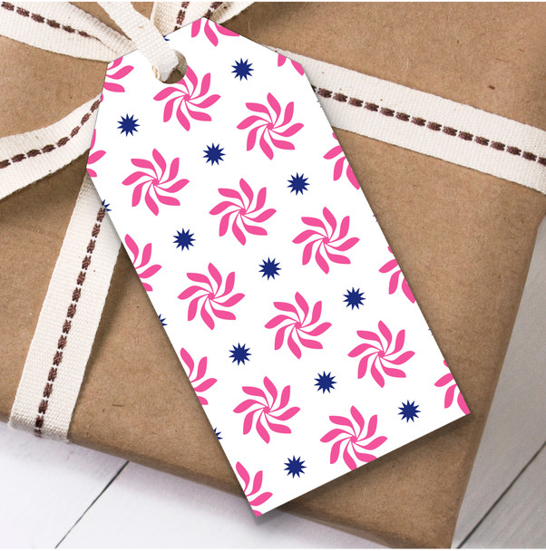 Pin and Navy Windmill Star Burst Birthday Present Favor Gift Tags