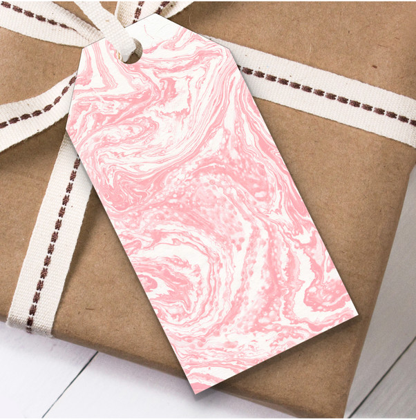 Marble Effect Pink Swirl Birthday Present Favor Gift Tags