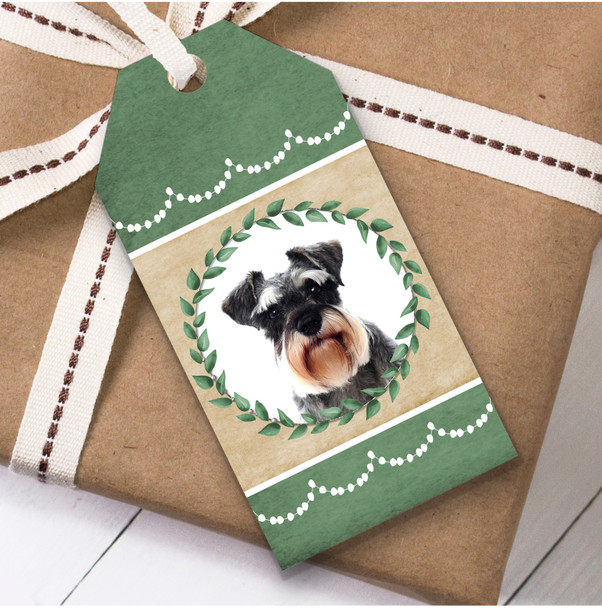 Miniature Schnauzer Dog Green Birthday Present Favor Gift Tags