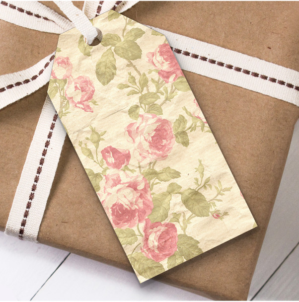 Shabby Chic Vintage Pink Rose Birthday Present Favor Gift Tags