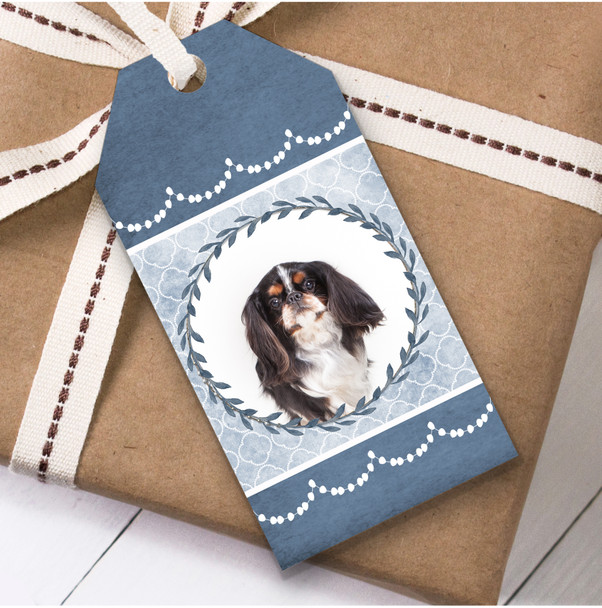 English Toy Spaniel Dog Blue Birthday Present Favor Gift Tags
