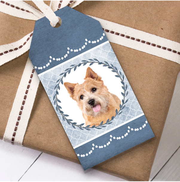 Norwich Terrier Dog Blue Birthday Present Favor Gift Tags