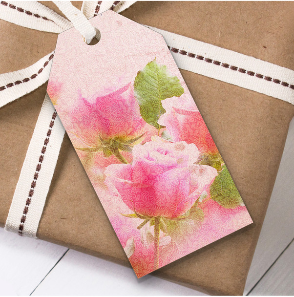 Watercolour Pink Rose Birthday Present Favor Gift Tags