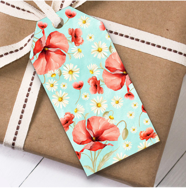 Poppies & Daisies Birthday Present Favor Gift Tags