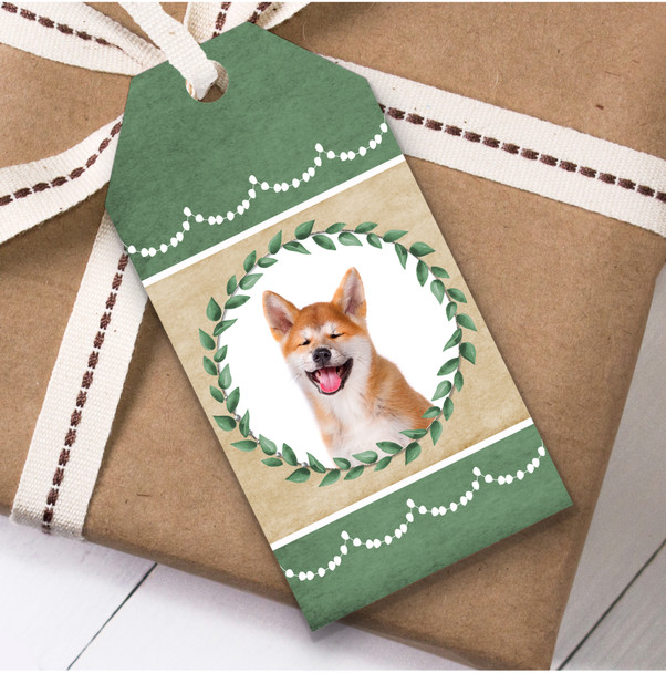 Akita Inu Dog Green Birthday Present Favor Gift Tags