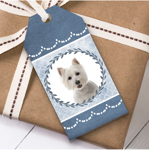 West Highland White Terrier Dog Blue Birthday Present Favor Gift Tags