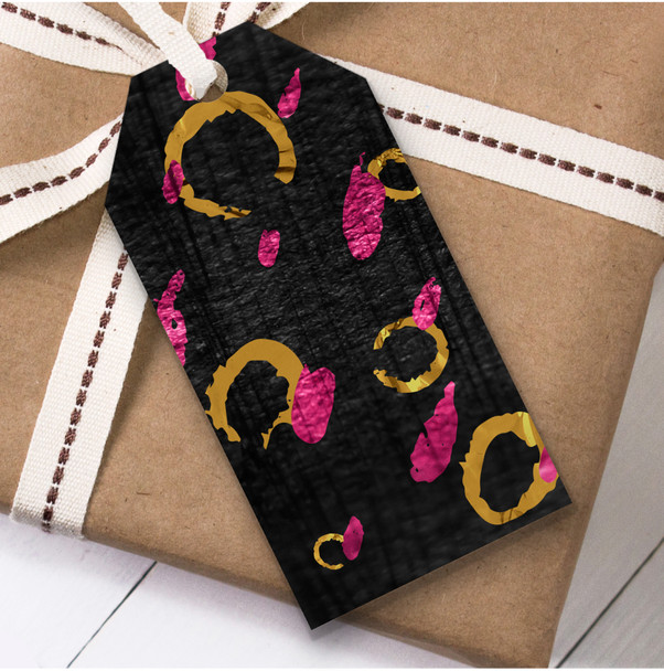 Pink Black Gold Abstract Birthday Present Favor Gift Tags