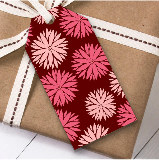 Pink Shades Big Flower Multiple Birthday Present Favor Gift Tags