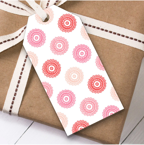 Circular Paisley Pink And Red Repeat Birthday Present Favor Gift Tags