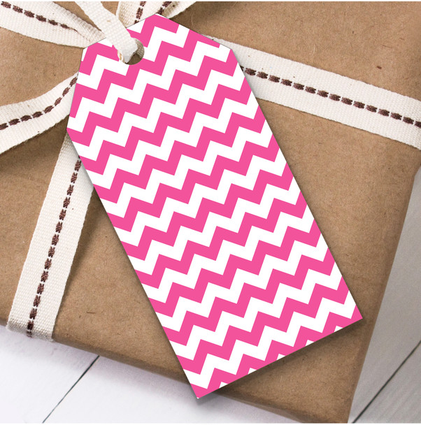 Pink And White Chevron Lines Birthday Present Favor Gift Tags