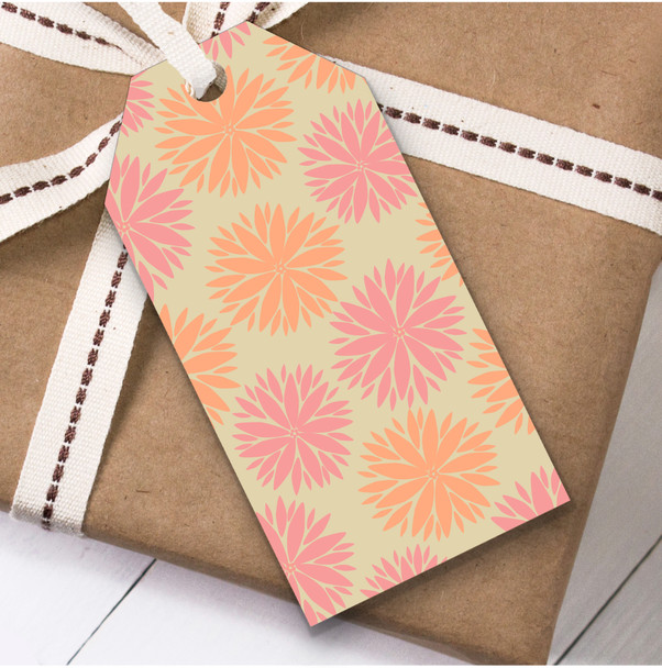 Orange And Pink Mixed Floral Circle Birthday Present Favor Gift Tags