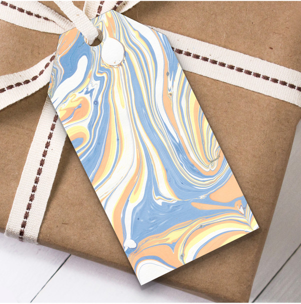 Marble Effect Pastel Coral Blue Yellow Birthday Present Favor Gift Tags