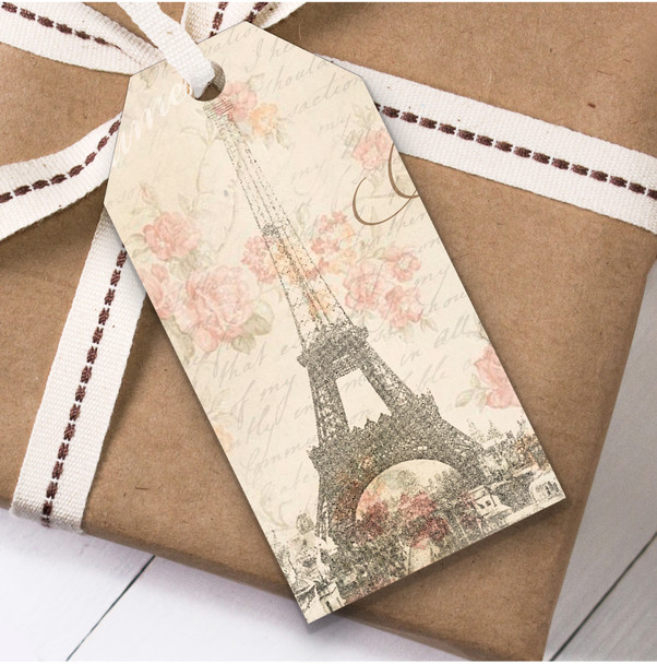 Shabby Chic Vintage Paris Eiffel Tower Birthday Present Favor Gift Tags