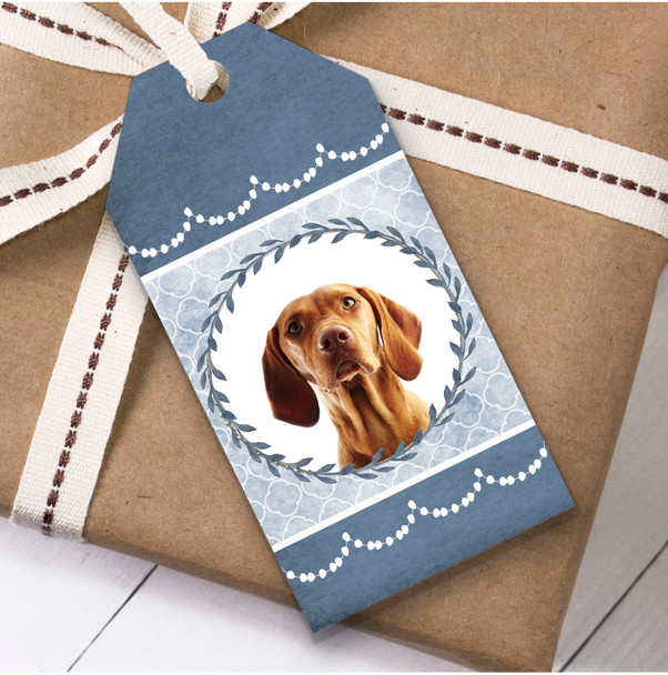 Hungarian Vizsla Pointer Dog Blue Birthday Present Favor Gift Tags