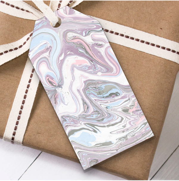 Marble Effect Grey Lilac Blue Birthday Present Favor Gift Tags