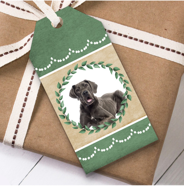 Great Dane Dog Green Birthday Present Favor Gift Tags