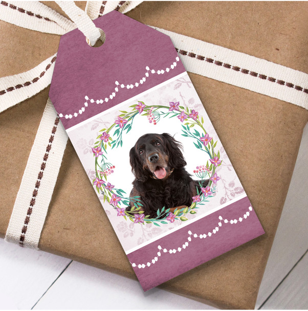Gordon Setter Dog Pink Floral Birthday Present Favor Gift Tags