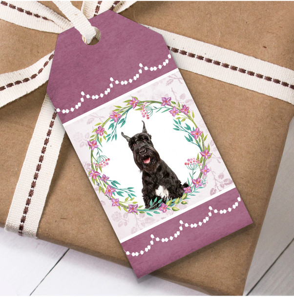 Giant Schnauzer Dog Pink Floral Birthday Present Favor Gift Tags