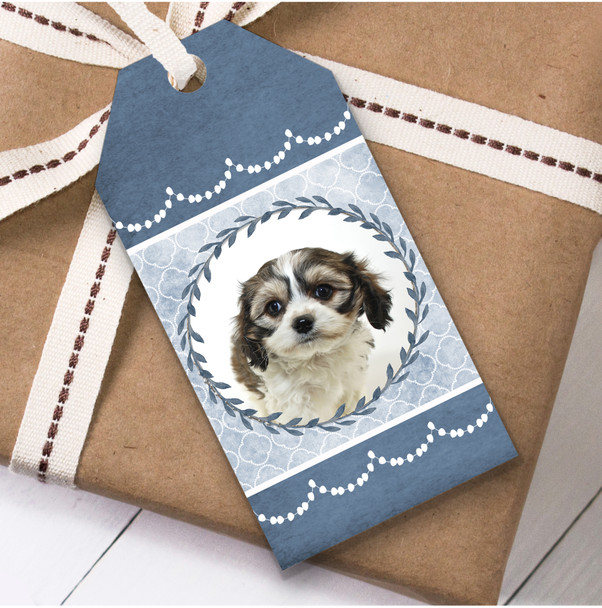 Cavachon Dog Blue Birthday Present Favor Gift Tags