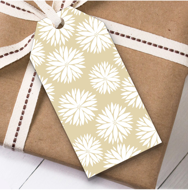 Beige And White Mixed Floral Circle Birthday Present Favor Gift Tags