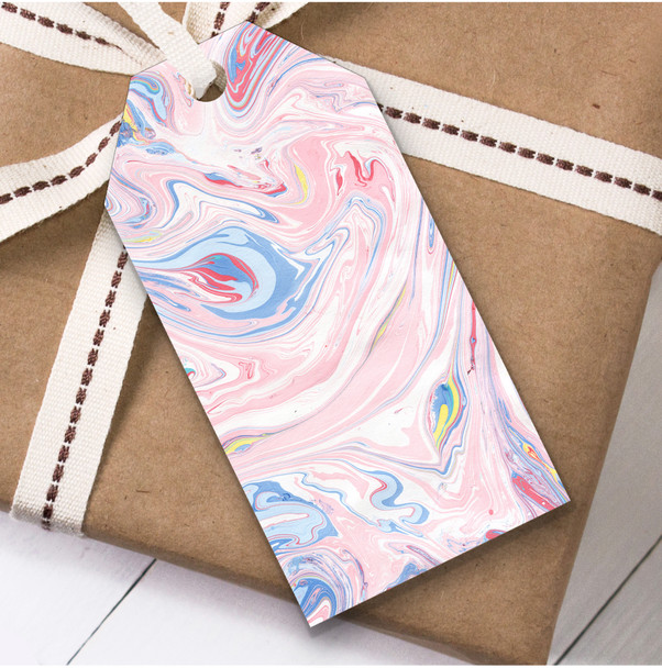 Marble Effect Pink Red Blue Birthday Present Favor Gift Tags