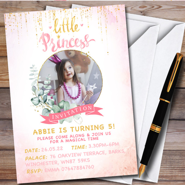 Photo Little Princess Personalised Children's Kids Birthday Party Invitations