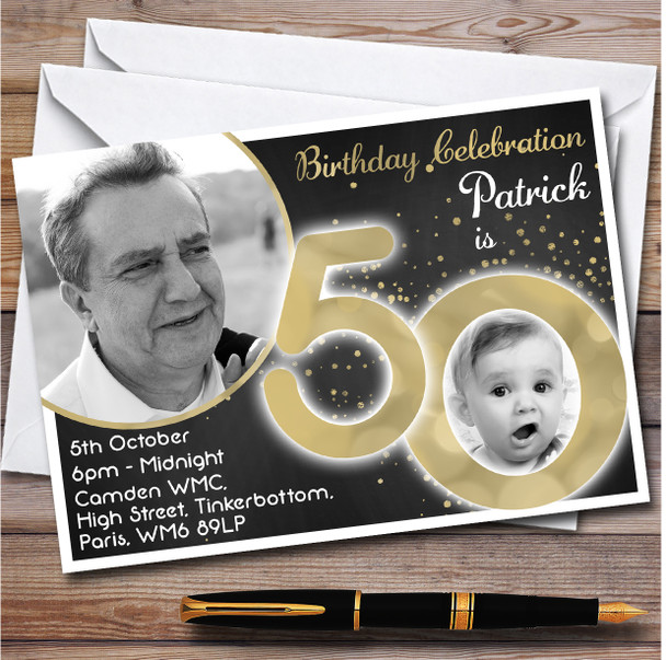 Photo 50 Young & Older Chalk 50Th Personalised Birthday Party Invitations