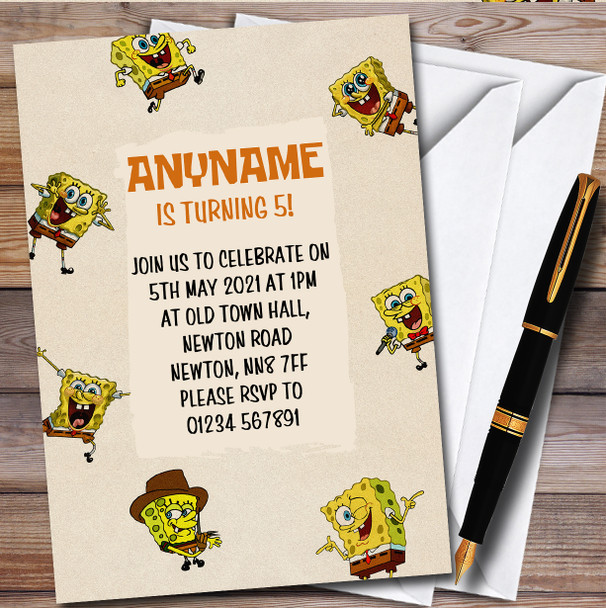 Spongebob SquarePants Vintage Personalised Children's Birthday Party Invitations