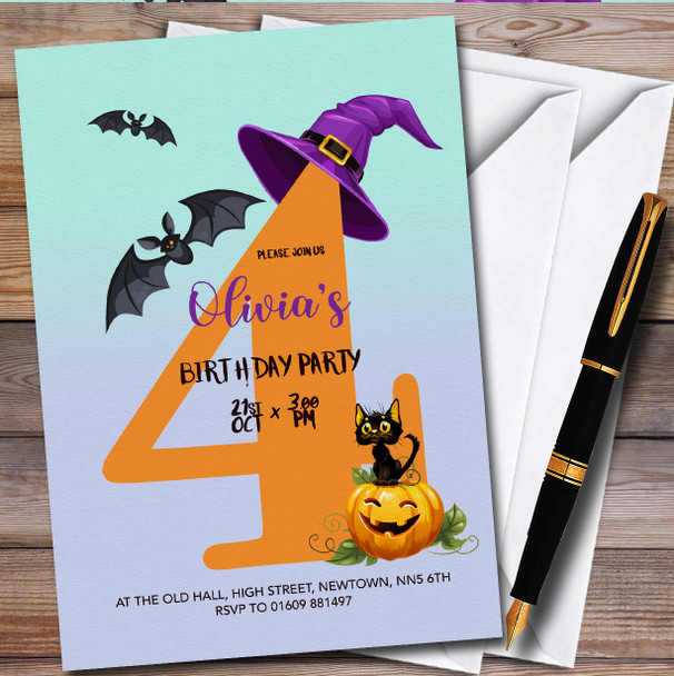 Spooky Halloween October 4Th Personalised Children's Birthday Party Invitations