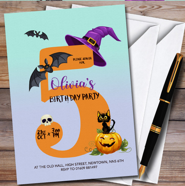 Spooky Halloween October 5Th Personalised Children's Birthday Party Invitations